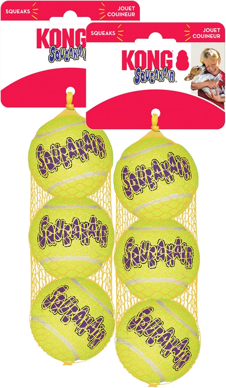 Air Squeaker Tennis Ball Squeaky Dog Toy Medium 6.5cm, Medium (3 Pack / 6 Pack)