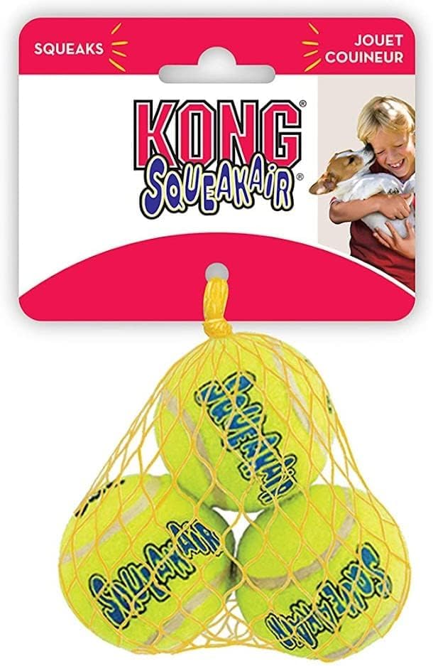 KONG Air Squeaker Tennis Ball | Squeaky Dog Toy | X-Small 4cm (3-Pack)